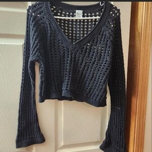 Black Knit Cropped Sweater